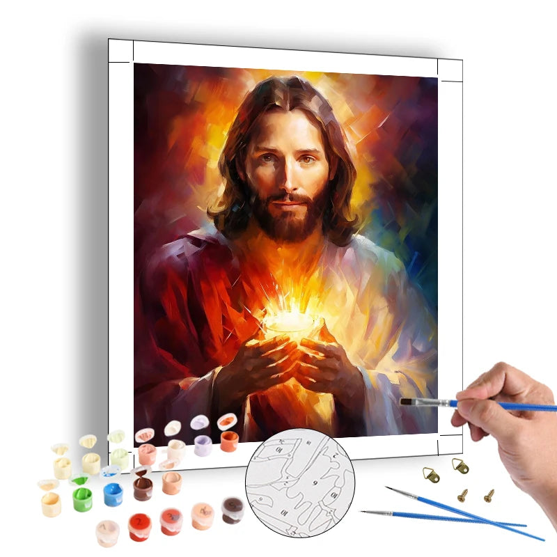 Custom Diy Painting by Numbers for Adults Jesus God Portrait Paint by Numbers Hanging Art Crafts Home Decor for Beginners