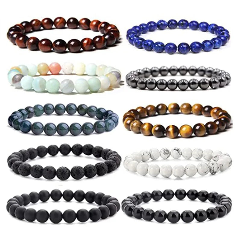 Natural Gemstone Bead Healing Crystal Bracelet Charka Feng Shui Real Tiger Eye Charm Mens Bracelet Women