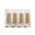 Huaming Wholesale Cheap Cake Decoration Paraffin Wax Candles Cheap Long Thin Metallic Gold Spiral Birthday Candles with Holders