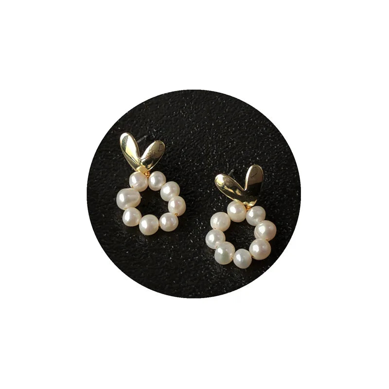 18K Gold Pearl Hoop Earrings 925 Sterling Silver Jewelry Natural Stone Baroque Freshwater Heart Pearls Earrings