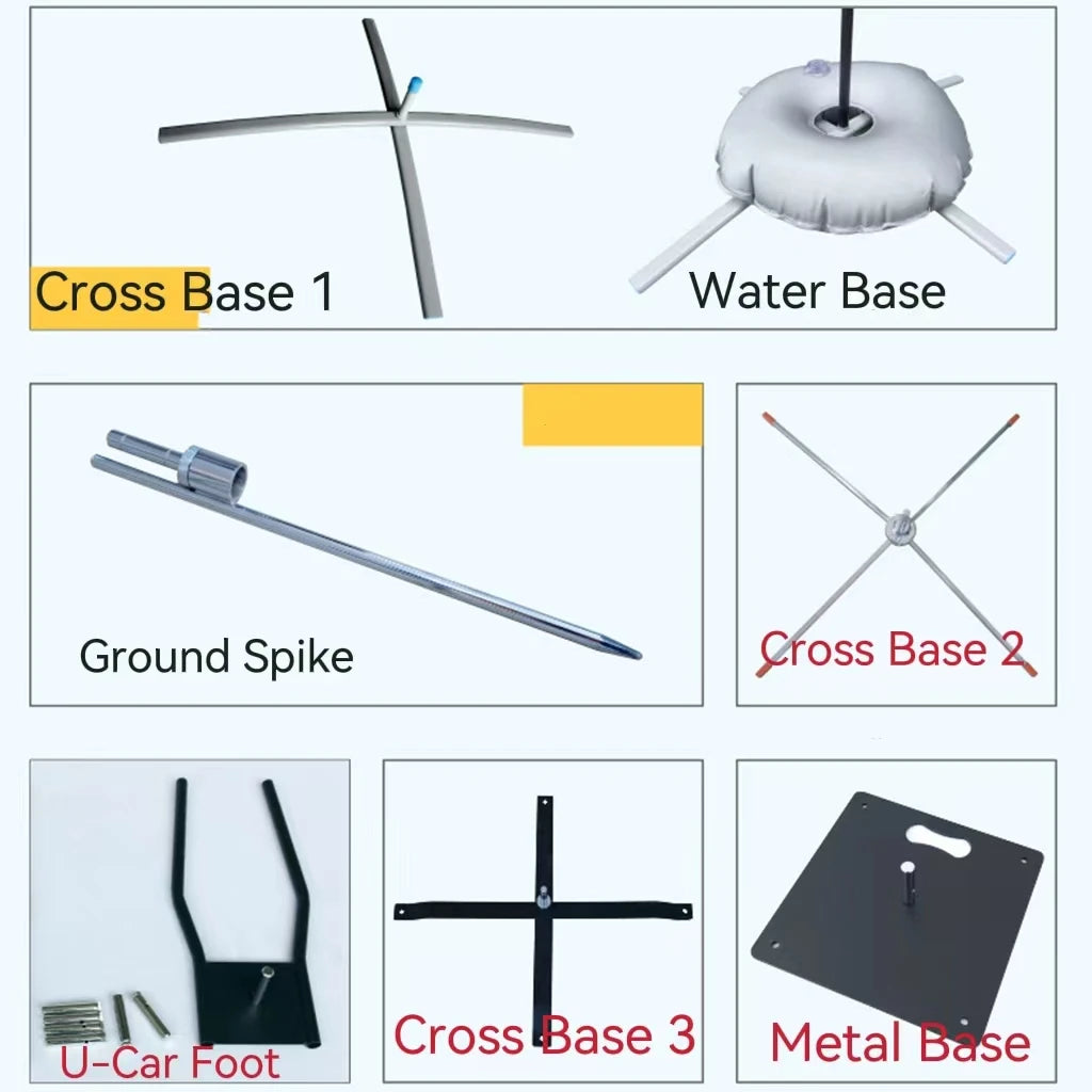 Beach Feather Flagpole Accessories Water Bag Cross Base and Ground Spike for Outdoor