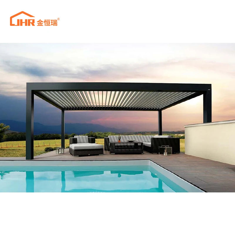 JHR Waterproof Outdoor Aluminium Gazebo Electric Pergola Bioclimatica Pergolas Modern New Design Aluminium Gazebos Pergola