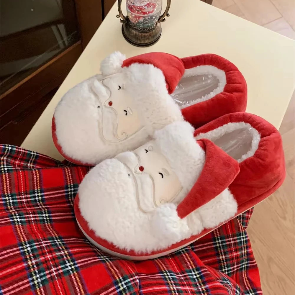 XIXITIAO Latest Winter Christmas Plush Slippers Cozy Warm Cotton Bedroom Slippers for Men Women Fluffy Slides As Christmas Gift