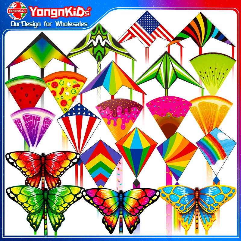 Wholesale Cheap Flying Kites Outdoor Various Animal Fruit Print Children Mini Easy Fly Sports Toys Children Kite