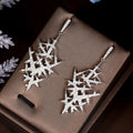 HIBRIDE Newest Vintage Women Wedding Party Jewelry Gold Color Cubic Zirconia Geometric Long Drop Earrings Accessories E-124
