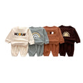 1 Pcs Private Label Letter Waffle Outfit Autumn Winter Newborn Infant Toddler Boys Girls Clothes Top Pants Baby 2 Pieces Set