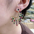 EC1978 Stylish Chic Dainty 18k Gold Plated Zircon CZ Baguette Sun Burst Spike Earring Chunky Celestial Statement Earring