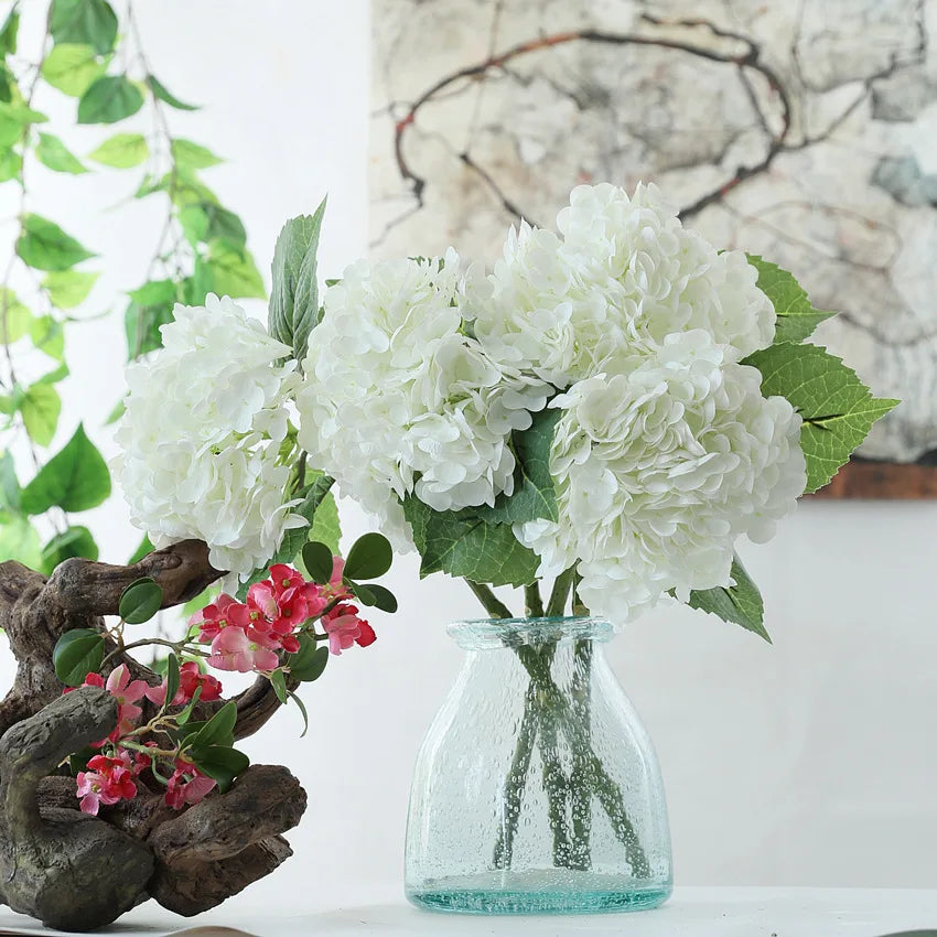 D-H001 White Real Touch Hydrangea Flower Latex Real Touch Artificial Flowers Hydrangea for Wedding Centerpieces Home Decor