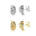 FUAMAY White Gold 18k Gold Plated Silver Knot Rope Earrings