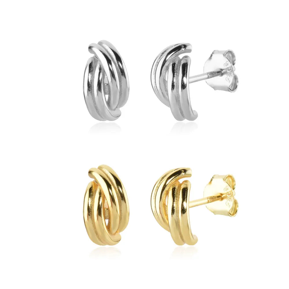 FUAMAY White Gold 18k Gold Plated Silver Knot Rope Earrings