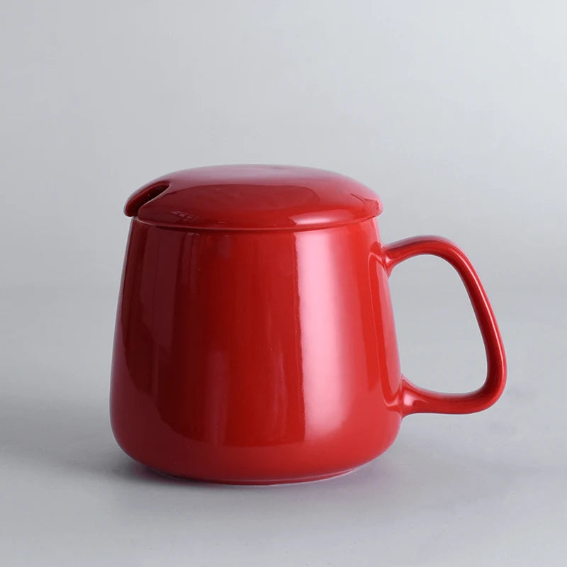 Modernqiu Luxury Plain Porcelain Ceramic Coffee Cup with Lid Dishwasher Safe Promotional Gift