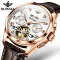 Oupinke 3186 Popular Products Men Mechanical Watch Green Dial Business Luxury Genuine Leather Men WristWatch