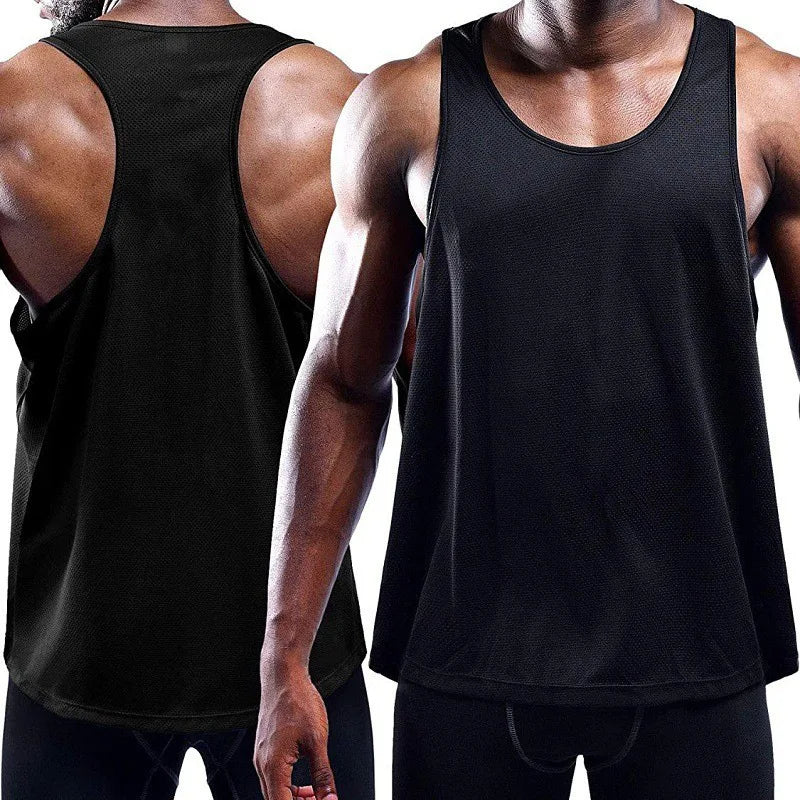 Wholesale Men's Sleeveless Casual Gym Tank Top Knitted 240g Quick Dry Breathable Spandex/Cotton Stand Collar Fitness Workout