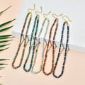 Women's Cute Geometric Pattern Stainless Steel Bead Choker Necklace New Fashionable Natural Stone Classic Orthodox Style