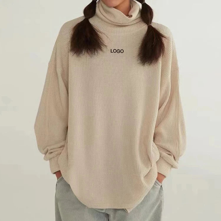 E220769 Custom Logo OEM Hoodies Women Unisex Men Women High Collar Turtleneck Cotton Oversized Sweatshirt Hoodies Men