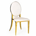 Chairs seat Stainless Steel Wedding Event Rental Dining Restaurant Changeable Soft O Back Design Gold with White Hotel Furniture