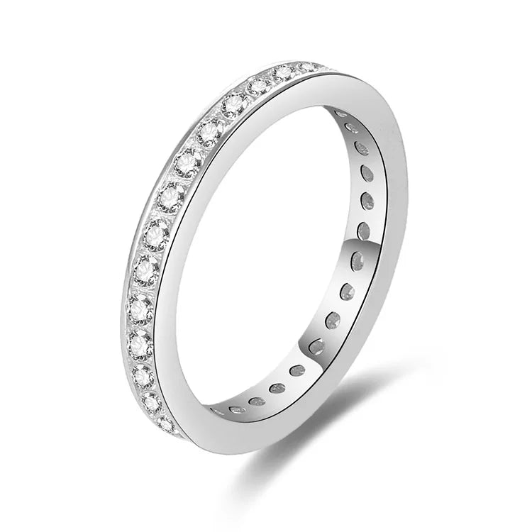 POLIVA 925 Sterling Silver Eternity Engagement Wedding Band 18K Gold Rhodium Plated Cubic Zirconia Jewelry for Parties
