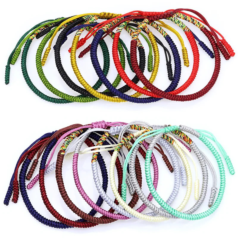 Adjustable Lucky Handmade Tibetan Buddhist Bracelets Braided Red Black Thread Macrame Tibetan Bracelet for Women Men