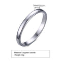 POYA 2mm Sleek Promise Ring Custom Engraving Men 0r Women Simple Tungsten Carbide Wedding Band