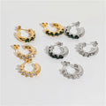 JOOLIM High End Luxury Waterproof 18K  Gold Plated Cz Pave Emerald Clear Stainless Steel Hoop Earring Jewelry Women