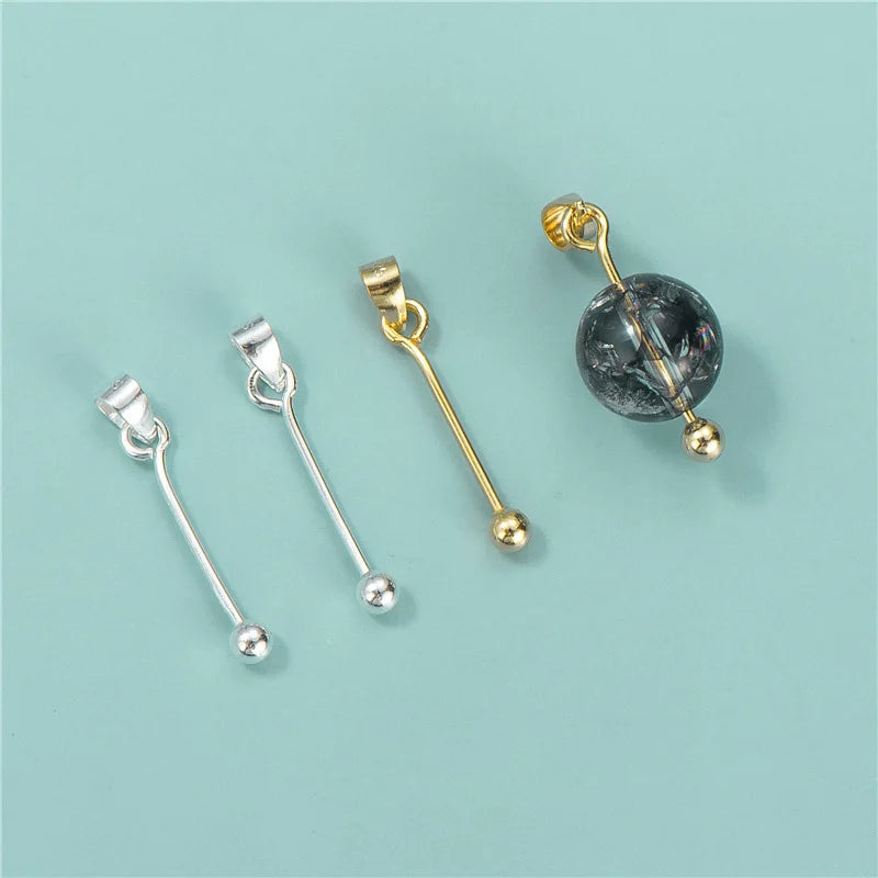 925 Sterling Silver Pinch Bail With Beads for Pendant Clasp Jewelry Making