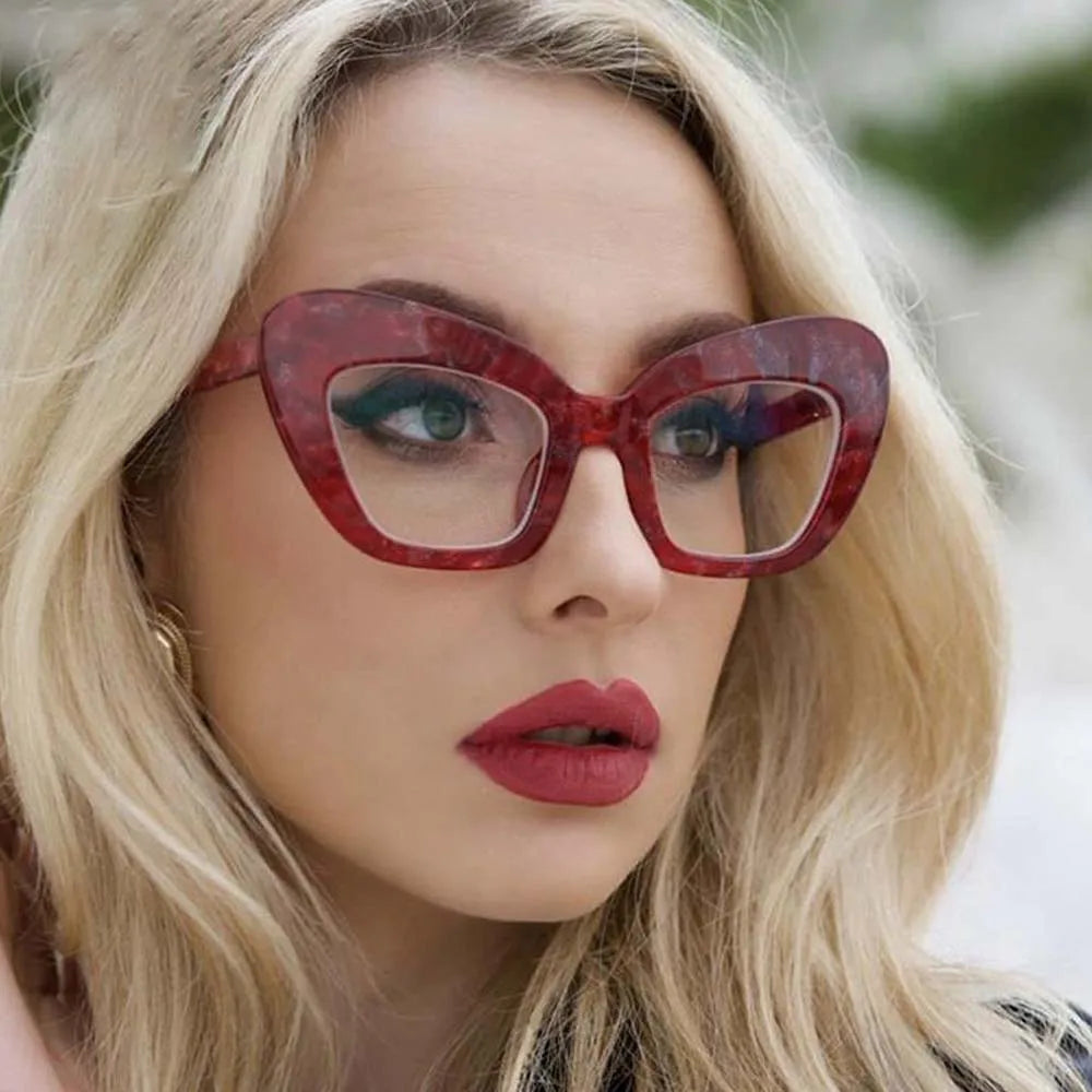 Wholesale Trendy Eyewear Blue Light Blocking Glasses Women Red Vintage Cat Eye Wear Frame Women Luxury Spectacles Eye Glasses
