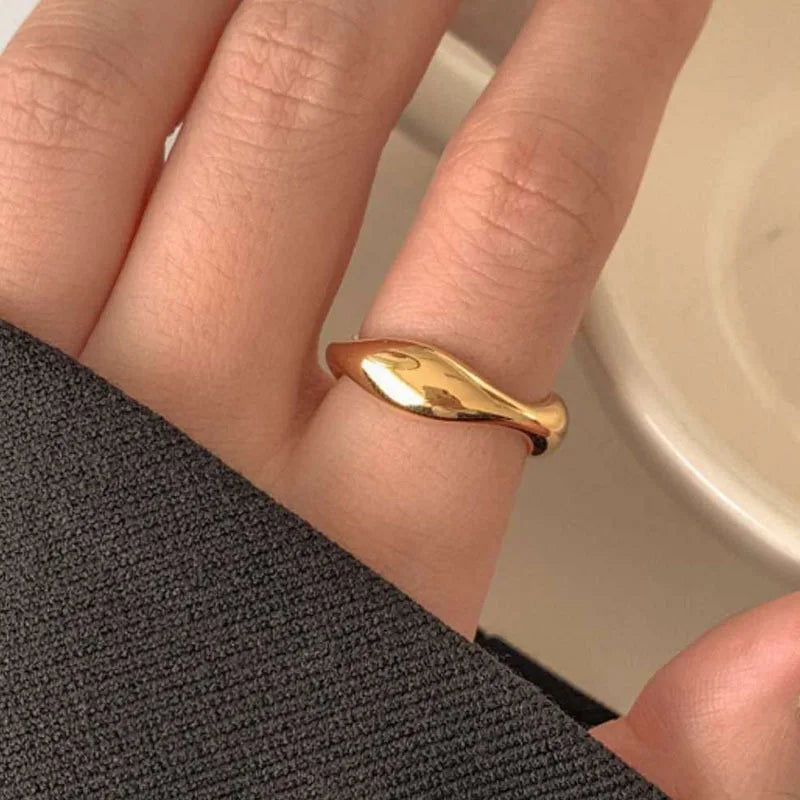 High End 18K PVD Gold Plated Irregular Rings Stainless Steel Jewelry