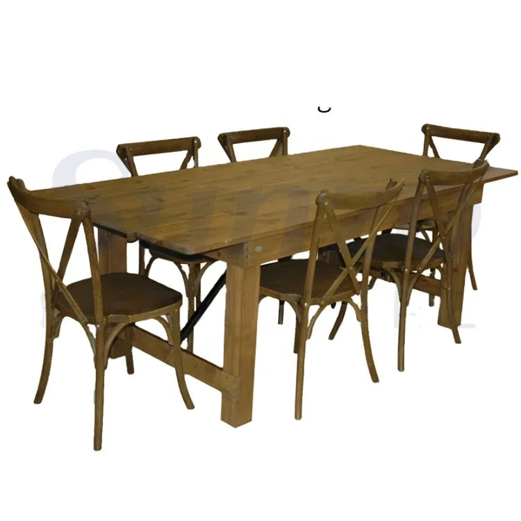Folding Farm House Table with Iron Connection for Hotel Party Event