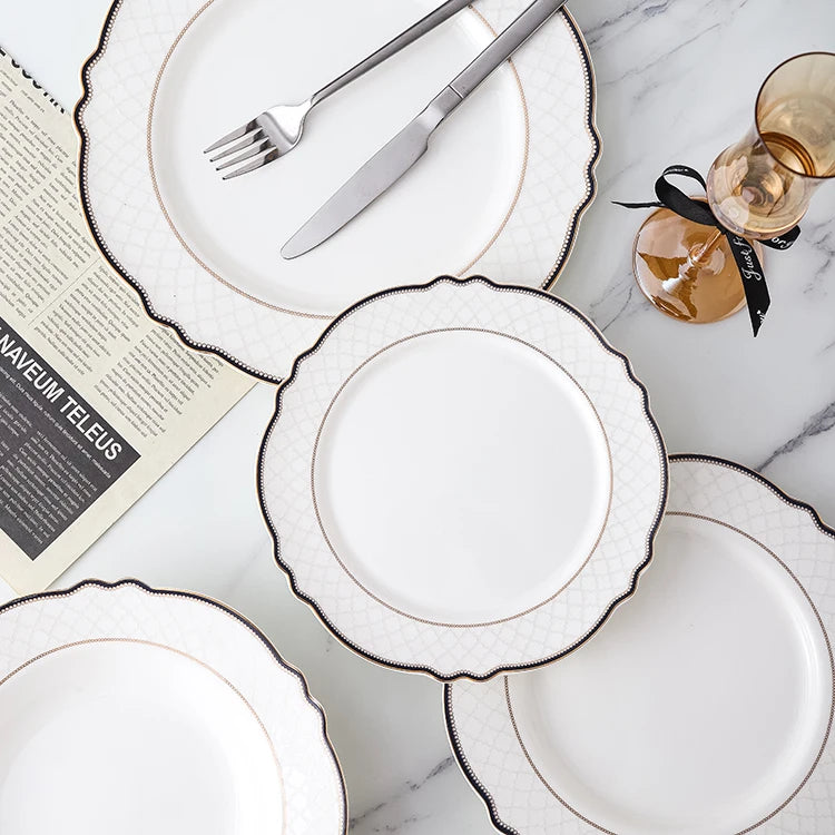Factory Direct Sale Modern White Ceramic Porcelain Dinnerware Sets for Hotel and Restaurant Use Party Stocked Tableware