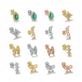 18K Gold Plated Micro Inlaid Zircon Geometric Ear Bone Stud Screw Ball Fashion Women Piercing Jewelry Diamond Stud Earrings