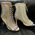 Ev2317 Professional Silver Fashion Rhinestone Mesh High Heel Women Street Latin Ballroom Salsa Indoor Genuine Dance Shoes