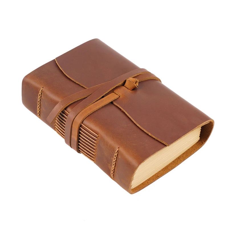 Replaceable Inner Kraft Paper Crazy Horse Leather Planner Refill Leather Journal Cover Vintage Travel Real Leather Notebook