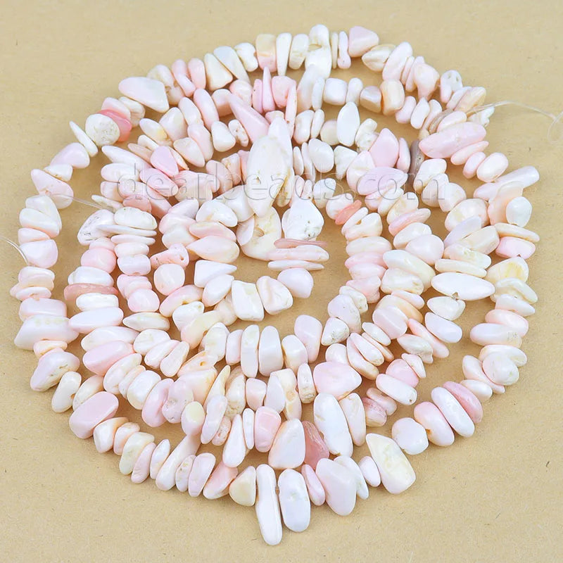 Wholesale Natural Cheap Chip Pink Shell Stone Beads for Woman Bracelets Making 8mm Irregular