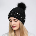 Luxury Unisex Winter Knit Pom Hat Common Fabric Beanie Bonnets for Ski Travel Keep Warm Classical Cap