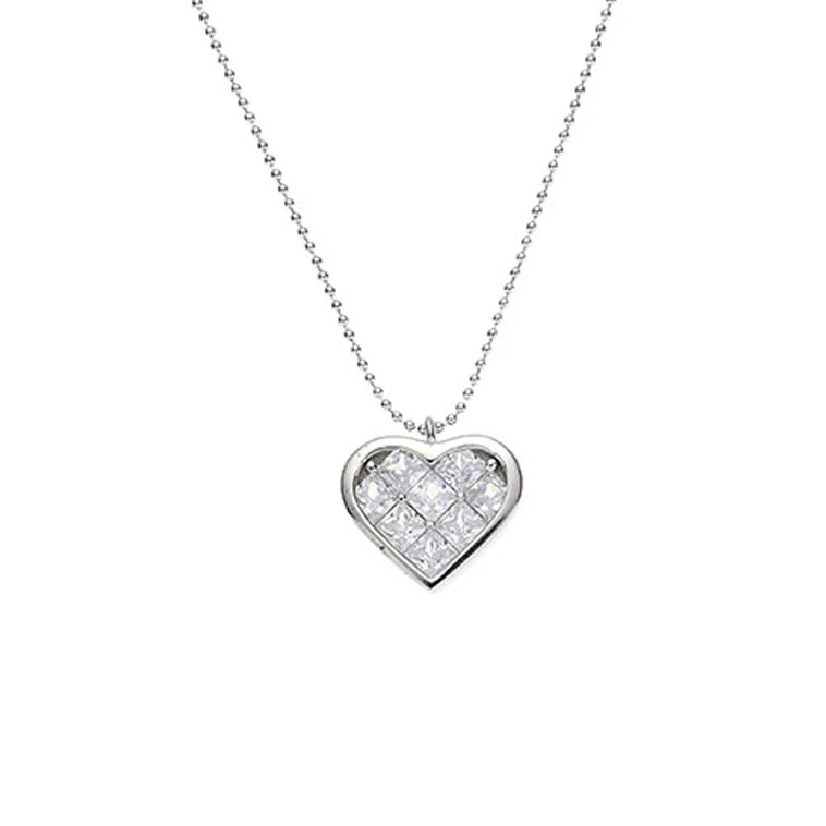 Blink Blink Pave Cubic Zircon S925 Sterling Silver Heart Pendant Necklace