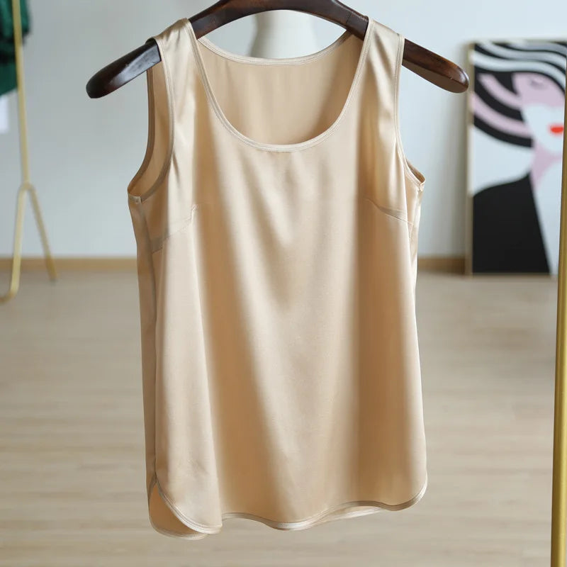 2024 New 19 Momme Elastic Silk Satin Fabric 100% Real Silk Comfortable Women Underwear Vest