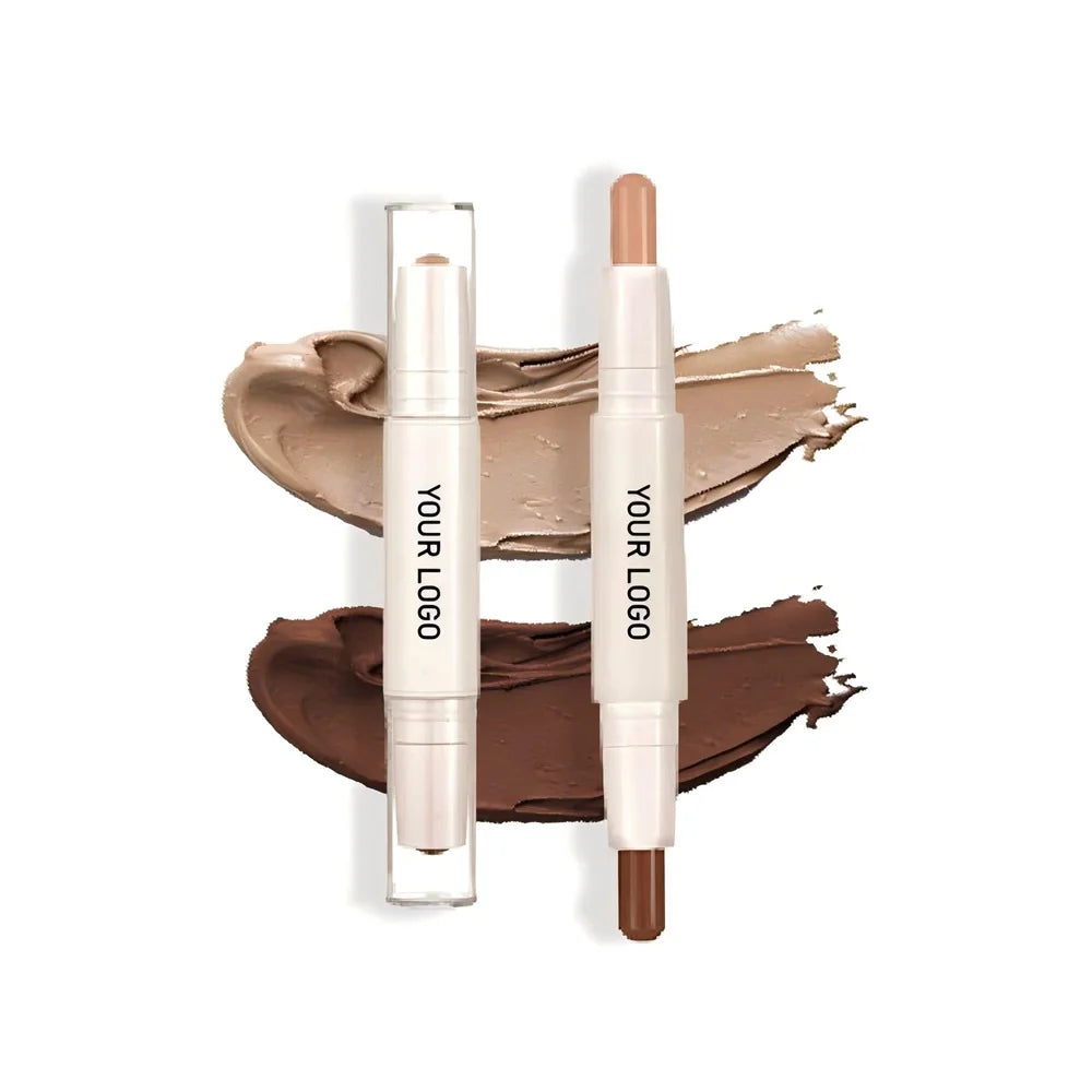 Face Foundation Concealer Pen 2 In1 Double-head Concealer Contour Stick Highlighter Pen Silky Bronzer Highlighter Contour Stick