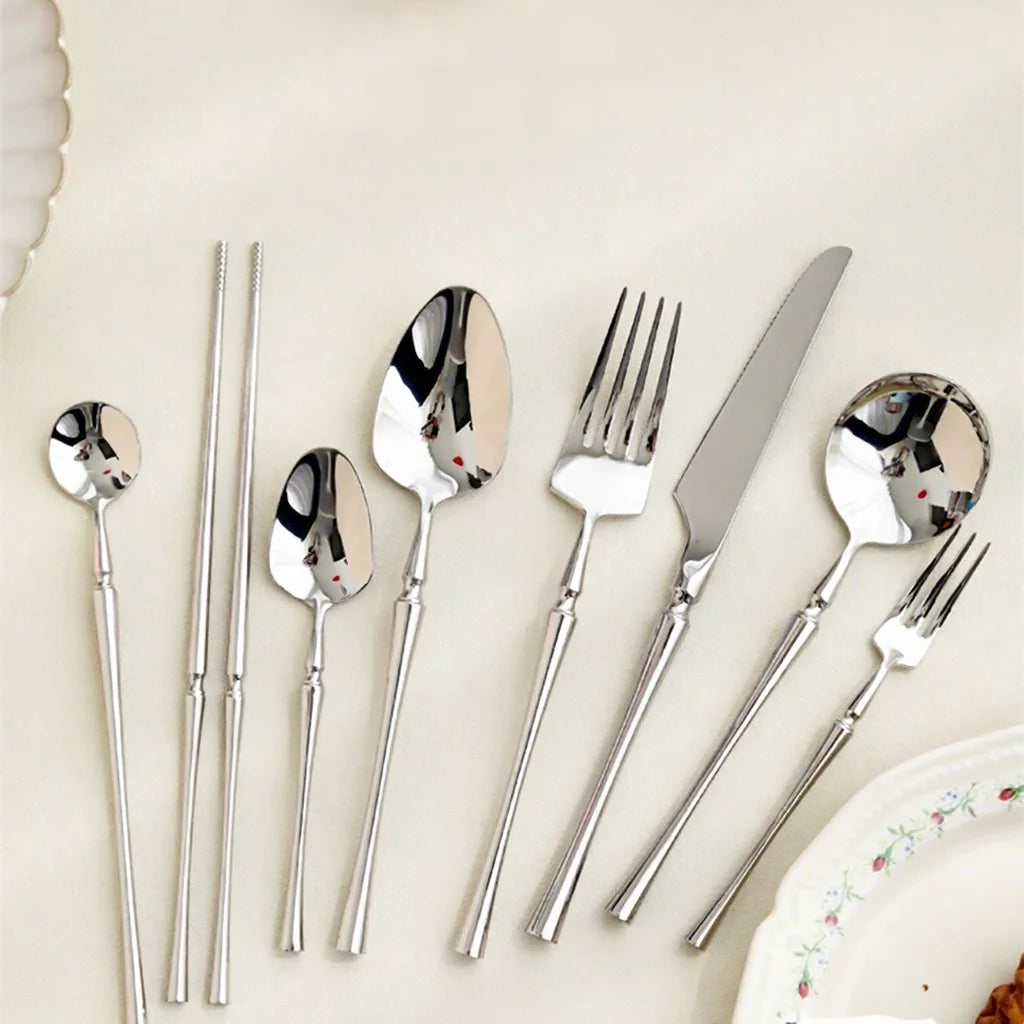 304 Cutlery Set Stainless Steel Dessert Fork Spoon Steak Knife Silverware Wedding Flatware Set