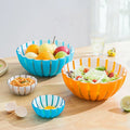 Flower Petal Design Double Color Mixed Large Capacity Thick Round Plastic Resin Bowl Set for Salad Fruit