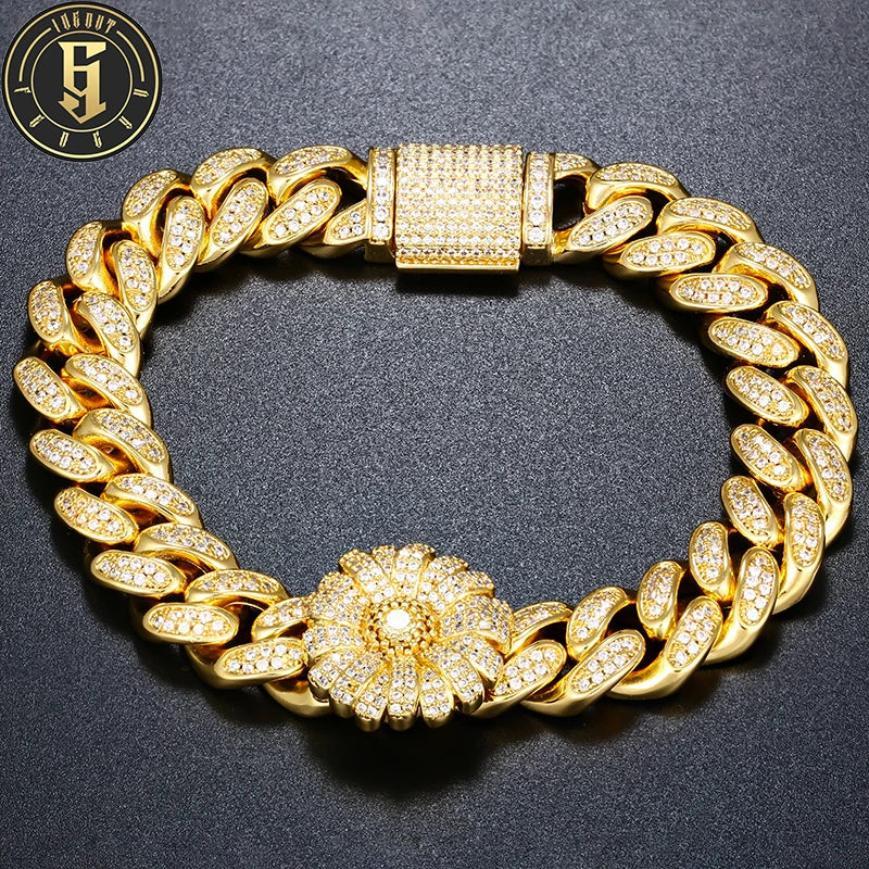 Hip Hop Bling Mens Jewelry 12mm CZ Diamond Miami Cuban Bracelet Brass AAAAA Zircon Iced Out Cuban Link Bracelet