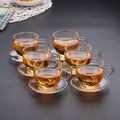 Custom 100ML Kungfu Dessert Glass Cup Clear Borosilicate Tea Mug with Plate/Tray for Coffee & Water Christmas Design Cute Style