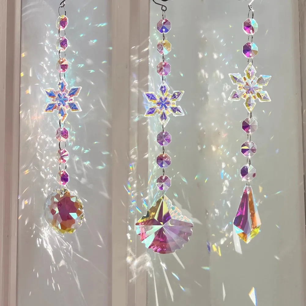 Bohemia Garden Decorative Crystal Glass Prism Suncatcher Carved Hand Etched Hexagon Shape Fairy Style Holiday Fashion Trend