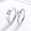 S925 Silver Zircon Couple Ring Six Claws Opening Ring for Couple