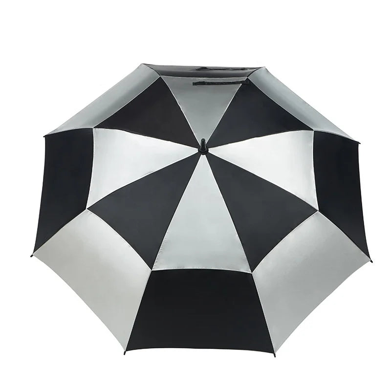 Outdoor Double Canopy Golf Umbrella with Straight Design Minimalist Style Custom Logo 190T Pongee Auto Open Button-Eco-Friendly