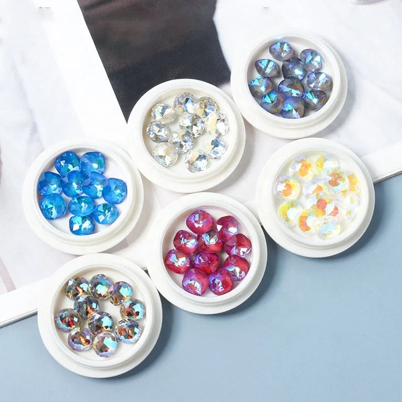 Paso Sico Mocca Effects High Quality Glass Crystal Point Back Cushion 8mm DIY 3D Nail Art Rhinestone Shimmer Color Series Nail