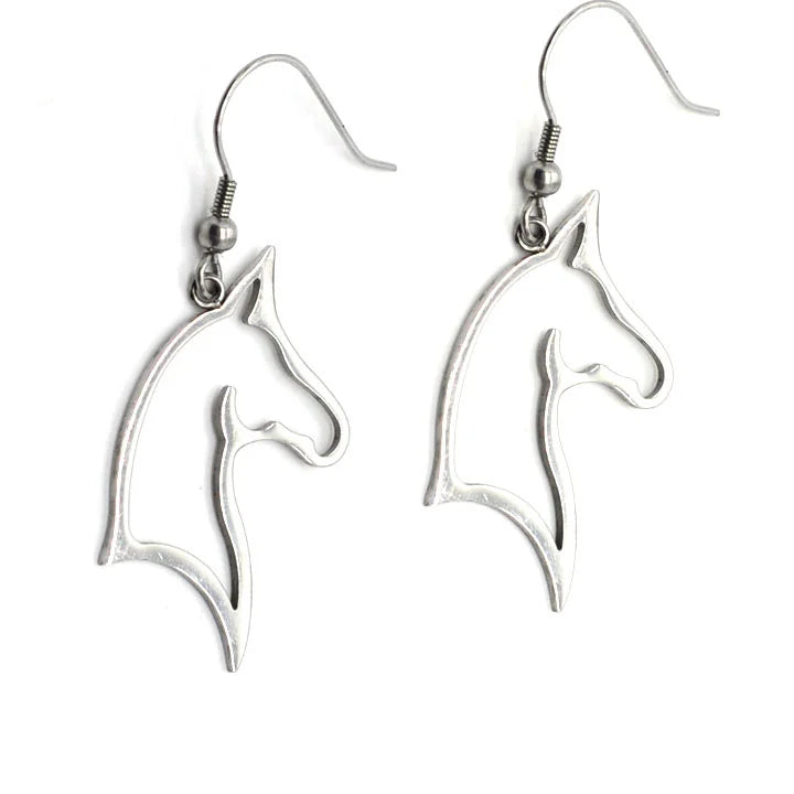 Wholesale Surgical Stainless Steel Silver High Polishing Horse Head Designing Hoop Earring for Woman