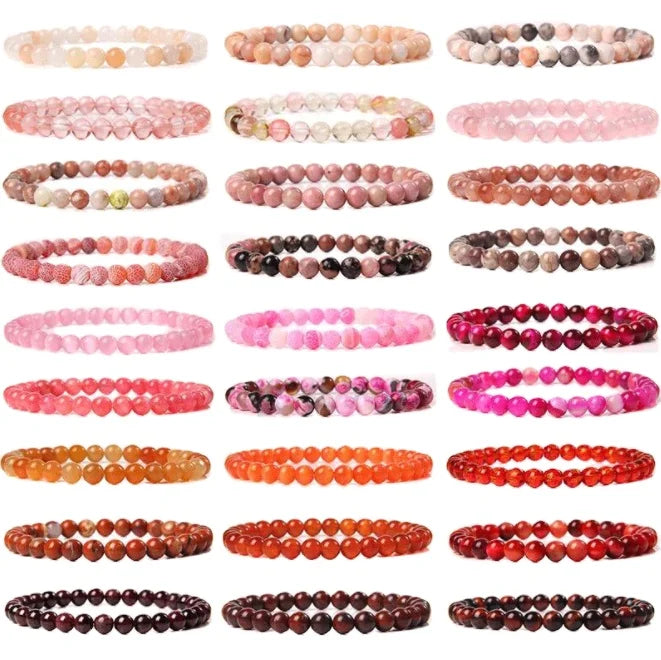 Fashion Jewelry 4MM Natural Stone Bead Charm Elastic  Volcanic Stone Agate Healing Crystal