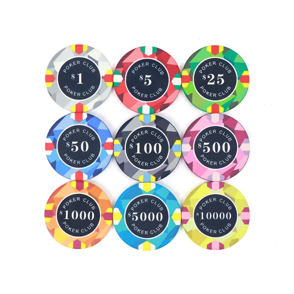 Factory Custom 10g Ceramic Chips Da Poker 40x3.3mm High Casino Quality Any Design Can Custom for Gambling Game