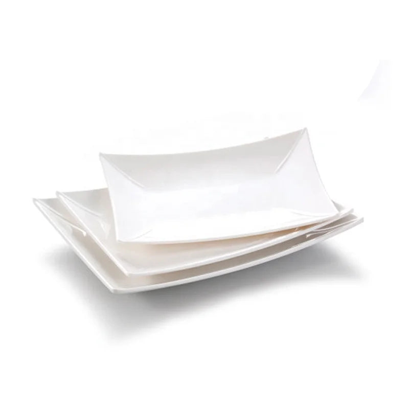 Wholesale Restaurant Dinnerware Serving Unbreakable Cheap Bulk White Rectangle 9 Inch Melamine Dessert Plate