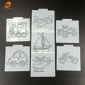 AK Vehicle Design PET Cake Stencils Set Painting Cookie Stencil Templates for Children Reusable DIY Drawing Art Stencil